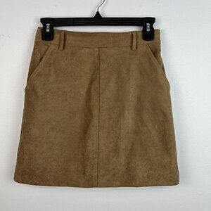Hollister Ultra High-Rise Faux Suede Mini Skirt Womens XS Tan Light Academia Y2K